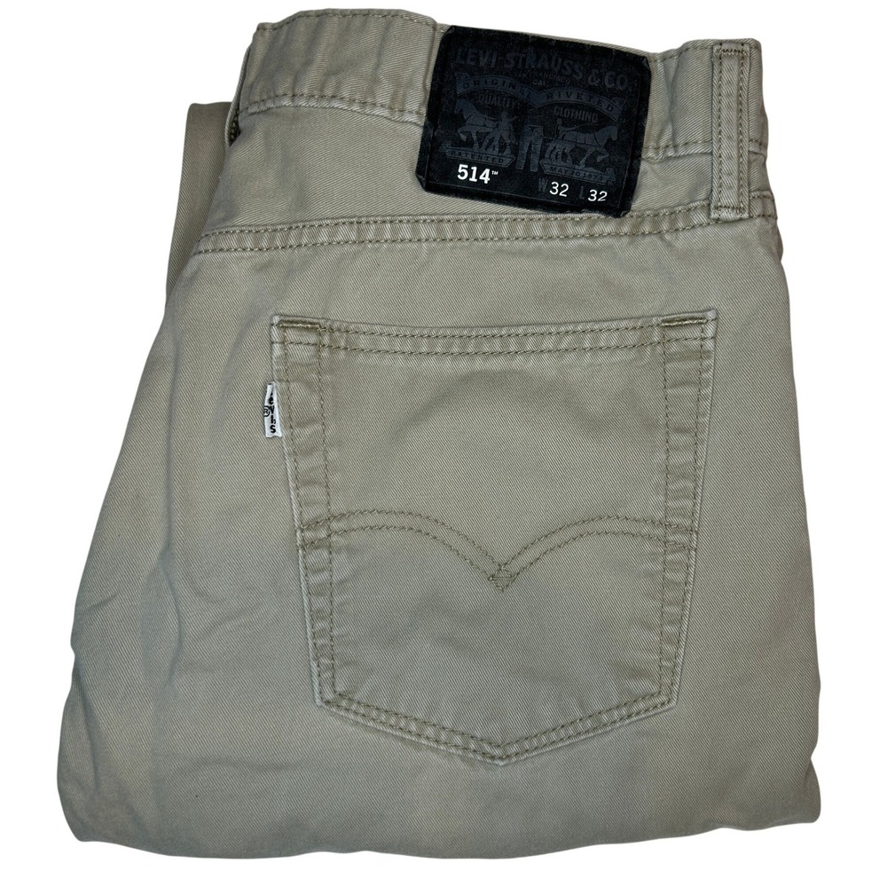 Levi's 514 Straight Fit Pants 32x32 Mens Khaki Tan Cotton Twill Chino Trousers